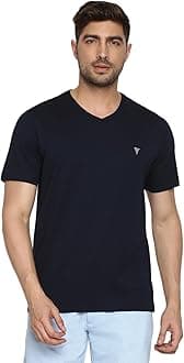 Van Heusen Men Athleisure V-Neck T-Shirt - 100% Combed Cotton - Short Sleeve, Ultra Soft_60035