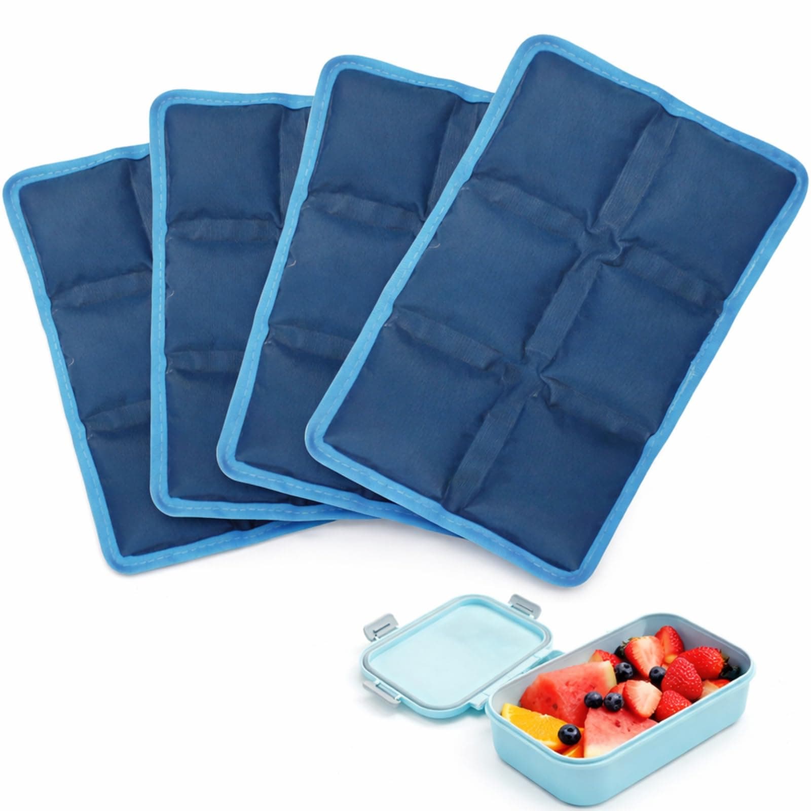 Ice Packs for Lunch Box, 4PCS Reusable Small & Thin Cold Packs, Flexible Soft Gel Freezer Packs for Lunch Bags & Coolers, BPA-Free Leakproof Ice Pack Set for Food