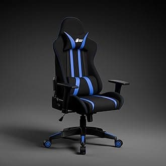 Beast Racing Edition Ergonomic Gaming Chair with Premium Fabric & PU Leather, Adjustable Neck & Lumbar Pillow, 3D Adjustable Armrests & Strong Nylon Base (Black & Blue)Installation Provided
