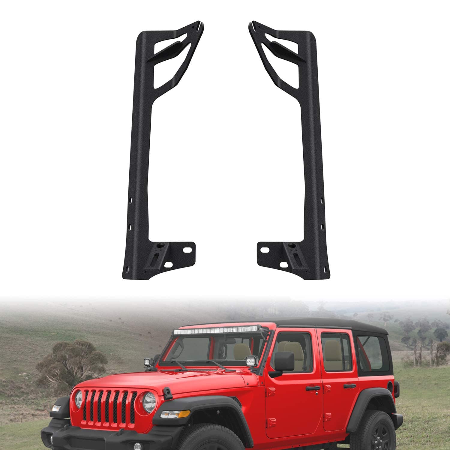 Nilight Windshield Frame Mounting Bracket for 52' LED Light Bar and Pod Light on Wrangler JK 2007-2017