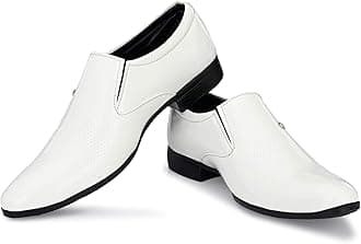 Men's White Formal Shoes Black Synthetic Leather Formal Slip on Office, College Shoes for Men & Boys