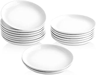 16 Piece Ceramic Appetizer Plates, 5.6 Inch Small Dessert Plates Set, White Round Plates for Bread, Butter, Snack, Lightweight Dinnerware Saucer Sets - Ivory, Oven, Microwave & Dishwasher Safe