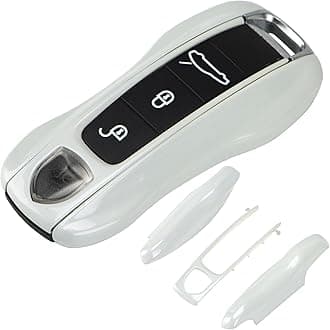 AeroBon 3-Piece Painted Key Fob Cover Compatible with Porsche Key Shell, Key Fob Shell Replacement (MK2, Carrara White)
