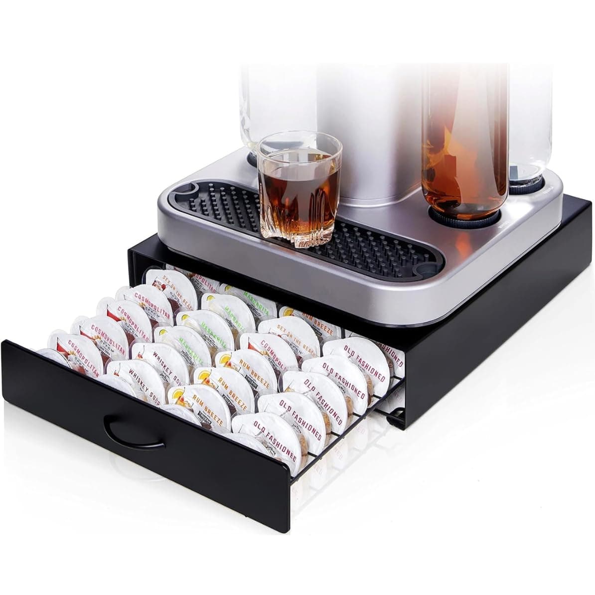 Premium Storage Drawer For Bartesian Capsules - Holds Up To 40 Pods Bev Black Decker Cocktail Maker Compatible Sturdy And Stackable Pod Holder