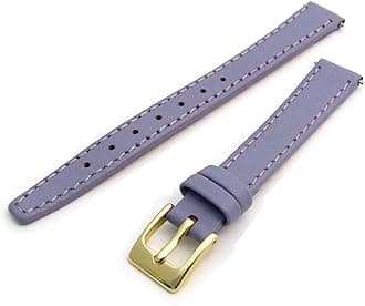 Smooth Stitched Ladies' Leather Watch Strap 10mm Lilac Gold Buckle C088