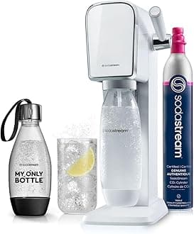 ART Sparkling Water Maker | STARTER KIT | CQC CO2 system | Includes 1x CO2 Cylinder, 1x32 & 1x16 Fl Oz Dishwasher Safe Bottles, 1x Bubly Flavor Drop | Combine with Pepsi Flavors | White