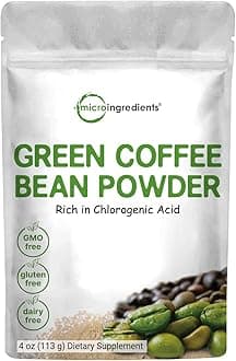 Pure Green Coffee Bean Extract, 4 Ounce | Natural Caffeine, Green Coffee Bean with 50% Chlorogenic Acid | Vegan Friendly, Filler Free