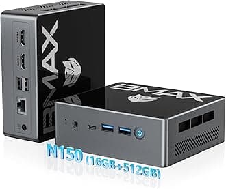 Bmax Mini PC Intel Alder Lake N150 (Beat N95, up to 3.6 GHz) Win 11 Pro | 16GB RAM 512GB SSD Support 4K Type-C HDMI Triple Screen Display | Ubuntu/Dual-Band WiFi Office Mini Desktop Computer B4 Turbo