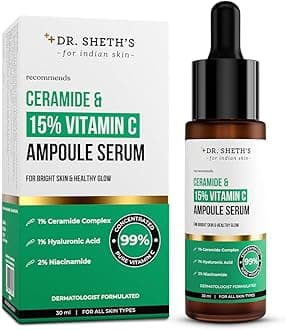 Ceramide & 15% Vitamin C Ampoule Serum | Advanced Formula | 99% Pure Grade Vitamin C | Bright & Glowing Skin | Barrier Repair |Reduces Dark Spots | Men & Women | All Skin Types | 30Ml