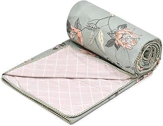 COZY FURNISH Super Soft Brushed Microfiber Cotton 3 Layer Breathable Double Dohar Lightweight Bed Dohar 84X96(Inches) 213X243(CM) Flannel Dohar Throws for Bed (Green Flower)| TC - 144