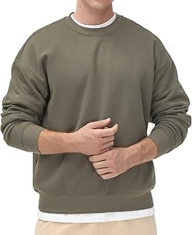 THE GYM PEOPLEMen's Fleece Crewneck Sweatshirt Thick Loose fit Soft Basic Pullover Sweatshirt