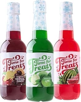 Time for Treats 3-Pack Tropical Punch, Watermelon, Syrup Snow Cones, Homemade Sodas, Cocktails, Coffee, Baking and More - 16.9 Fluid Ounce Per Bottle