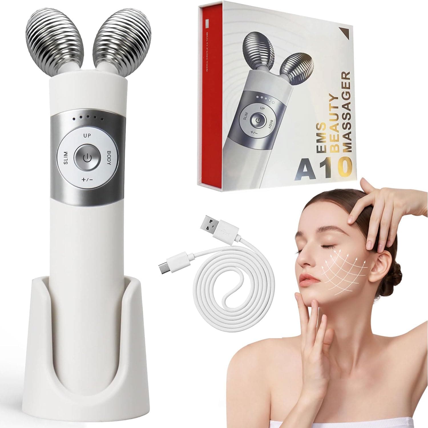 EMS Microcurrent Face Massager, 2024 New Model Electric Lifting Device, Sculpting Device, Anti-Wrinkle Massage Tool for Neck Body, Speed Up The Absorption of Skin Care Oils