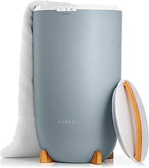 Zadro Large Hot Towel Warmer Bucket Timer Electric Towel Warmer for Bathroom Auto-Shut Off Heated Towel Warmer Spa (Large | 20L | 12" Dia. x 21" Tall, Bamboo/French Blue)