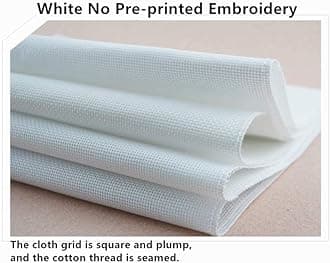 CaptainCrafts Cross Stitch Kits, New Counted Kit Unprinted 14CT Fabric Cross Stitching DIY Art DMC Needlecrafts Embroidery Kit for Adults Beginner (White, Flowers are in Full Bloom)