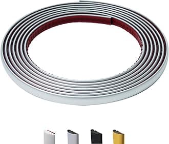 9.8 Ft Peel and Stick Wall Molding Trim, D-Shape Flexible Molding Trim Silver for Backsplash, Mirror, Wall, Window & Door Frames, Waterproof Self Adhesive Trim(W:0.4", T:0.1")