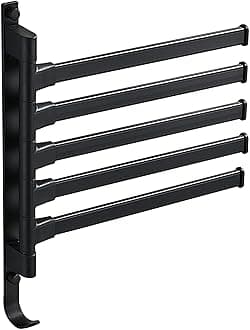 Space-Saving 180° Rotating Towel Rack: Durable, Rustproof and Stylish Towel Hanger for Bathroom, Bedroom, and Kitchen (Five-bar)