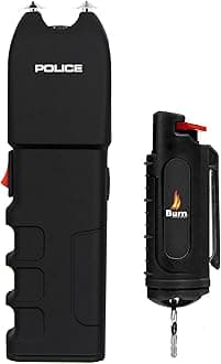 Police Stun Gun Burn Pepper Spray Combo Women Men Self Defense - 928 Black