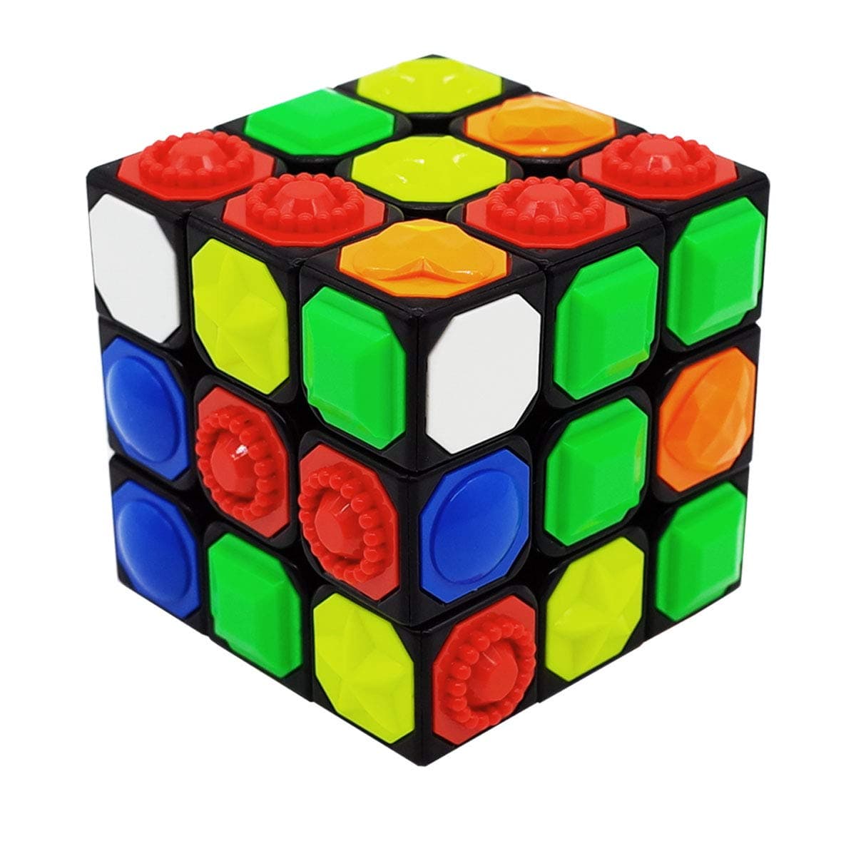 FOIBURELY 3X3x3 Magic Cube Tactile Cube for Blind 3D Embossed Braille Fingerprint Speed Cube