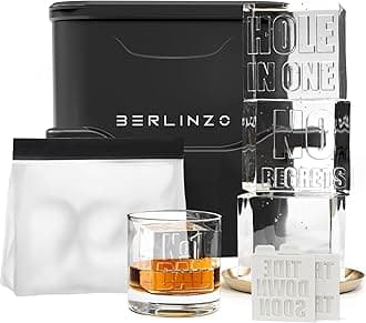 Berlinzo High Quality Clear Ice Cube Tray - 2 Large Crystal Clear Ice Squares for Whisky and Cocktails - Easy to Remove Ice Cube Tray - Includes Storage Bag and