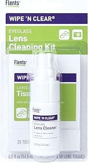 Wipe'N Clear Lens Cleaning Kit by Flents, Spray with 50 Tissues, (2 Packs of 25 Tissues)