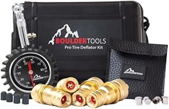 Boulder Tools Tire Deflators and 80 PSI Tire Pressure Gauge - Adjustable