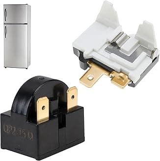PTC Refrigerator Start Relay and Overload Protector Kit, QP2-15 3 Pin 15 Ohm Starter and Fridges Overload Protector 1/4HP Compatible with LG Refrigerator Compressor