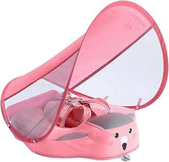 Mambobaby Float with Canopy, Non-Inflatable Swim Trainer for Infants and Toddlers 3-24 Months, Avoid Flip Design, UPF 50+, Safe & Comfortable Baby Pool Float