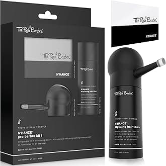 N'Hance Pro Barber Kit I - Professional 3-in-1 Hair & Beard Styling Set - Keratin-Infused Hair Building Fibers, Applicator Pump, Application Card - Hairline Enhancer & Volumizing Spray