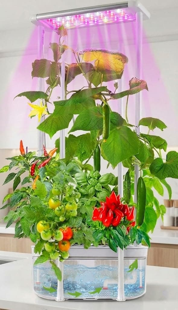 Hydroponics Growing System kit with Trellis,Smart Hydroponic Gardening System with LED Grow Light, Indoor Hydroponic Garden Herb Grow Kit for Short Tomato,Pepper,Cucumber (6200LC)