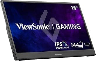 ViewSonic VX1654 16 Inch 1080p IPS Portable Gaming Monitor with 144Hz, AMD FreeSync, 2 Way Powered 60W USB C, Mini HDMI, and Built-in Stand with Protective Cover