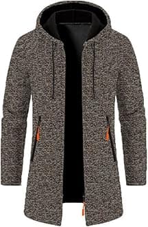 Cardigan Men's Long Sweat Jacket with Zip Knitted Winter Jacket Regular Fit Cardigan Large Sizes Coat Costume Jacket Winter Hood Jacket Lightweight Winter Coat Comfortable Knitted Coat 01