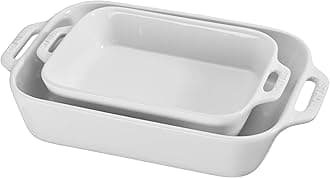40508-626 Ceramics Rectangular Baking Dish Set, 2-Piece, White