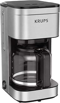 Krups Simply Brew Family 10 Cup Drip Filter Coffee Maker with Stainless Steel Finish, silver, 10 cups/ 50 fluid ounces