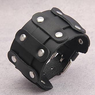 Jeilwiy Punk Leather Wristbands for Men Bracelets Handmade Wide Cuff Bangle Braided Jewelry Black Brown Adjustable - Punk Father's Gifts