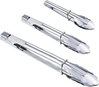 Stainless Steel Kitchen Tongs Set Metal Cooking Tongs (7 9 12 Inch 3 Pieces)
