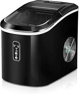 Euhomy Ice Maker Countertop, 26 lbs/24H, 9 Cubes Ready in 6 Mins, Self-Cleaning, Compact Potable Ice Maker with Ice Scoop and Basket for Home/Kitchen/Office.(Black)