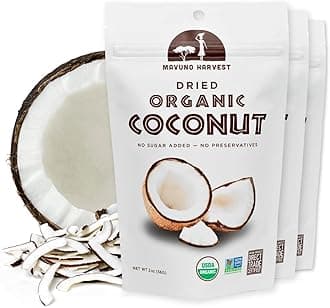 Mavuno Harvest Coconut Chips Dried Fruit Snack | Unsweetened Organic Dried Coconut Strips | Gluten Free Snack | Healthy Snacks for Kids and Adults | Vegan, Non GMO, Direct Trade | 2 Ounce, Pack of 3