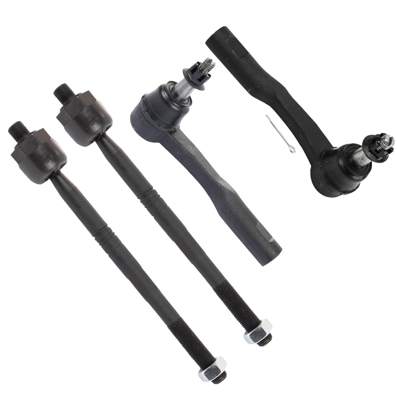 TRQ Inner and Outer Driver and Passenger Side Tie Rod Set 4 Piece Compatible with 13-15 Chevrolet Malibu with Ride and Handling Suspension; 16 Malibu Limited with Ride and Handling Suspension