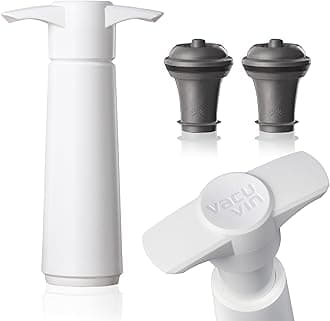 White : The Original Vacu Vin Wine Saver with 2 Vacuum Stoppers – White