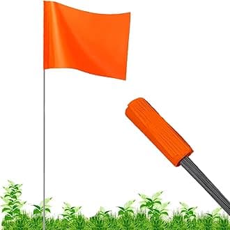 100Pack Orange Marking Flags, JIZHGRAD 16x4x5 Inch Marker Flags Use for Yard & Lawn, Boundary & Dog Training, Survey & Landscape, Sprinkler & Surveyor, Garden & Construction, High Visibility, Sturdy,