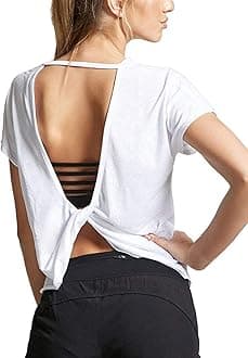 MippoWomens Summer Workout Tops Sexy Backless Yoga Shirts Flowy Open Back Activewear Running Sports Gym Exercise Crop Tank Tops Gym Club Tops Blouses for Women Fashion 2019 White S