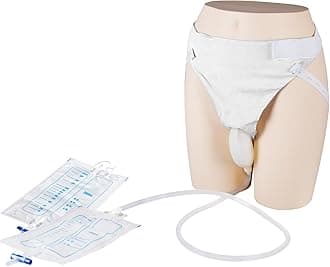 Wearable Urinal Bag with Reusable Silicone Urine Catheter Bag (2000ml & 1000ml), Portable External Urine Collector Bag for Men White