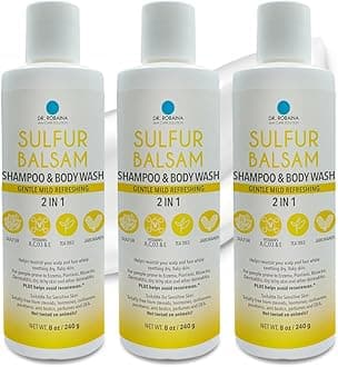 Dr. RobainaSulfur Balsam Shampoo & Body Wash – Gentle 2-in-1 Cleanser for Seborrheic Dermatitis and Psoriasis Relief – Moisturizes Dry, Itchy Scalp and Skin – Made in the USA (Pack of 3)