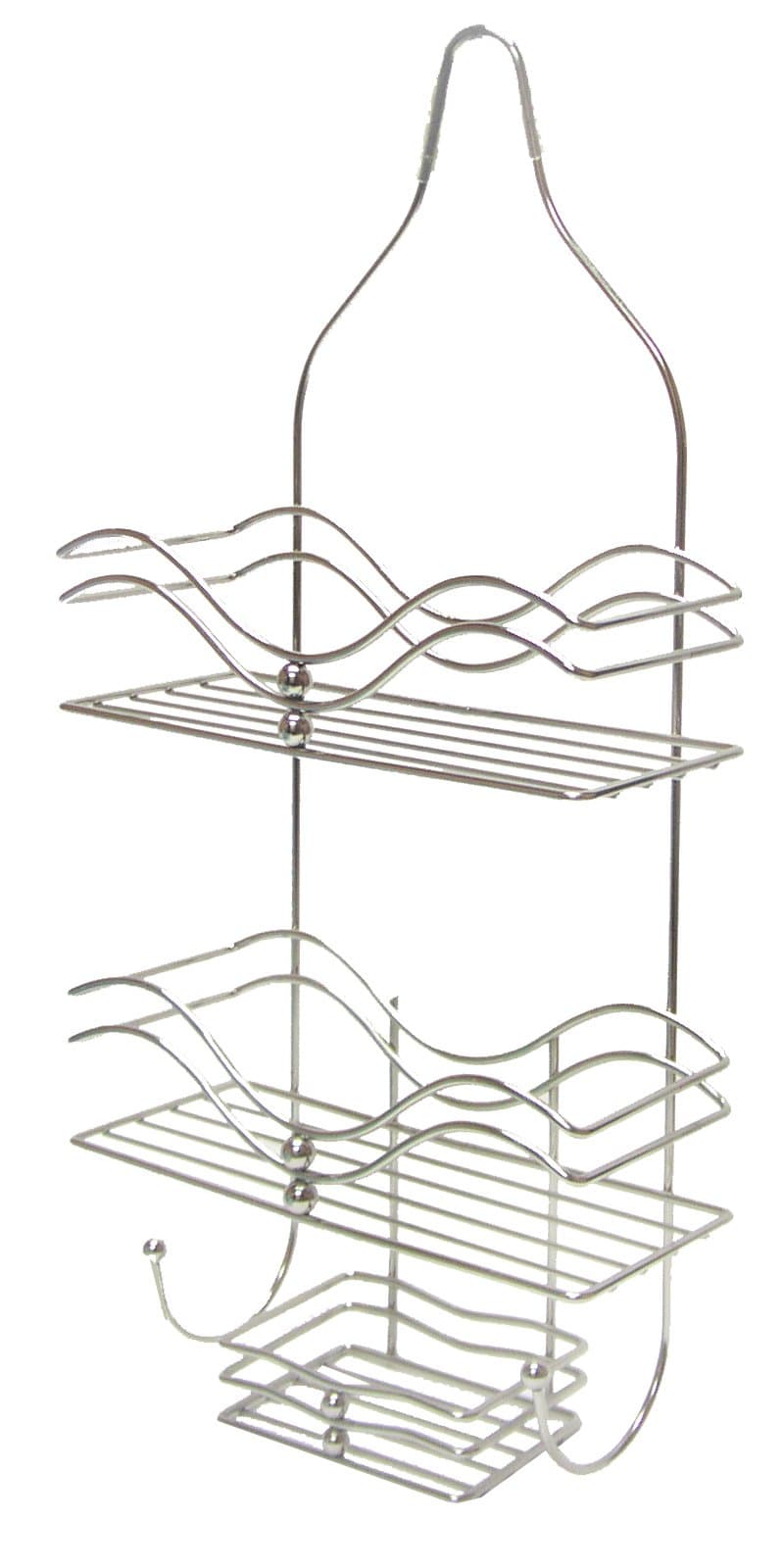 AQUATICO Wave Style 2-Tier Shower Caddy, Platinum