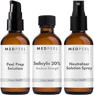 MedPeel Salicylic Acid 20% Essential Peel Kit, Includes Peel, Prep, Neutralizer, Medium Strength Professional Grade Chemical Face Peel for all Skin Tones, 1oz/30ml (Kit of 3)