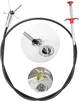 MOMENT 1.6M Tools Drain Hose Cleaner Sticks, Cleaner Bendable Hook Clip, Plumbing Drain Snake Hair Clog Remover Catcher Sink Cleaner Home Improvement Tools
