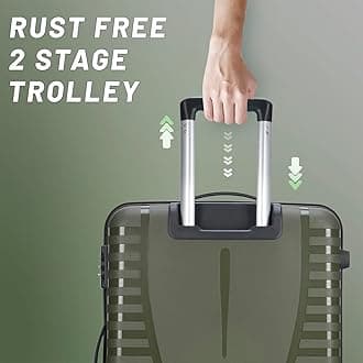 Aristocrat Airpro 8 Wheels Trolley Bags for Travel Hard Case Luggage, Lightweight Bag & Combination Lock|7 Years Warranty, Ivy Green, Set of 3 (Small+Medium+Large), Hardside Expandable Luggage with 8
