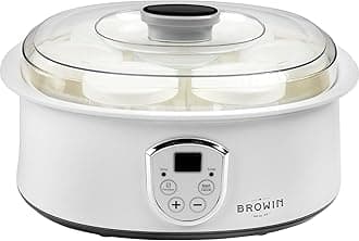 Browin 801015 1.3 L Electric Yoghurt Maker with a Thermostat and 7 Jars (180 ml), 20 W, White Portable Yogurt Macine, Glass, 1.3 liters