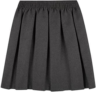 UK School Uniform Girls Summer Formal Dress Bottom Full Elastic Box Pleat Skirt Only Uniform